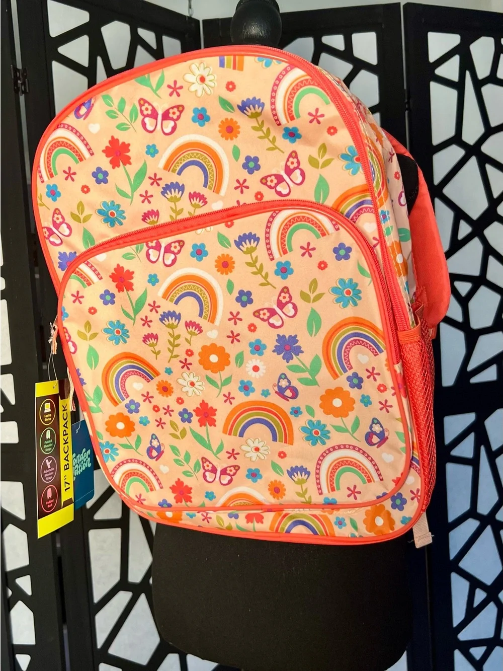 Wonder Nation 🌈 Rainbow Garden Butterfly 🦋 Floral 🌸 Backpack 17 Inch NWT
